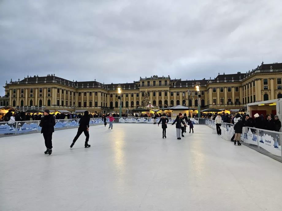 Gelanggang es di Pasar Natal Schönbrunn