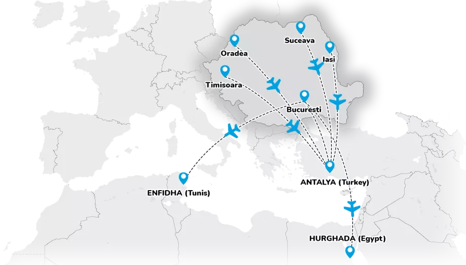 Terbang lili - peta rute dari Rumania