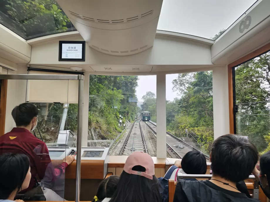 Melewati kereta gantung yang sedang melaju