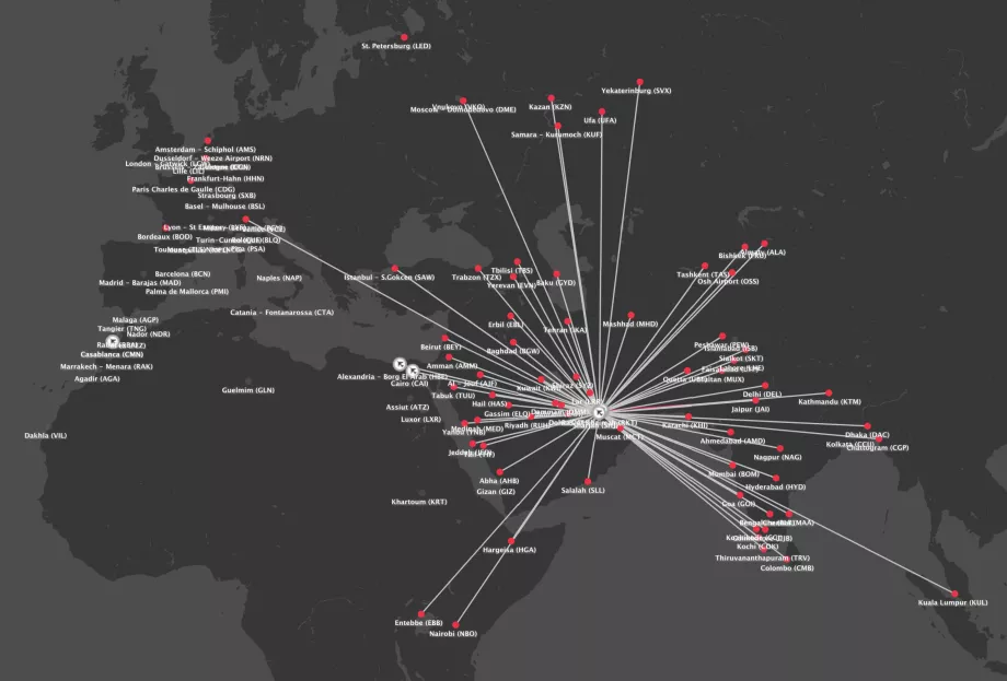 Peta rute Air Arabia