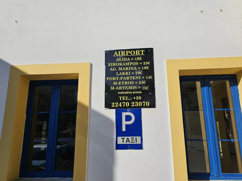 Tarif taksi, bandara Leros