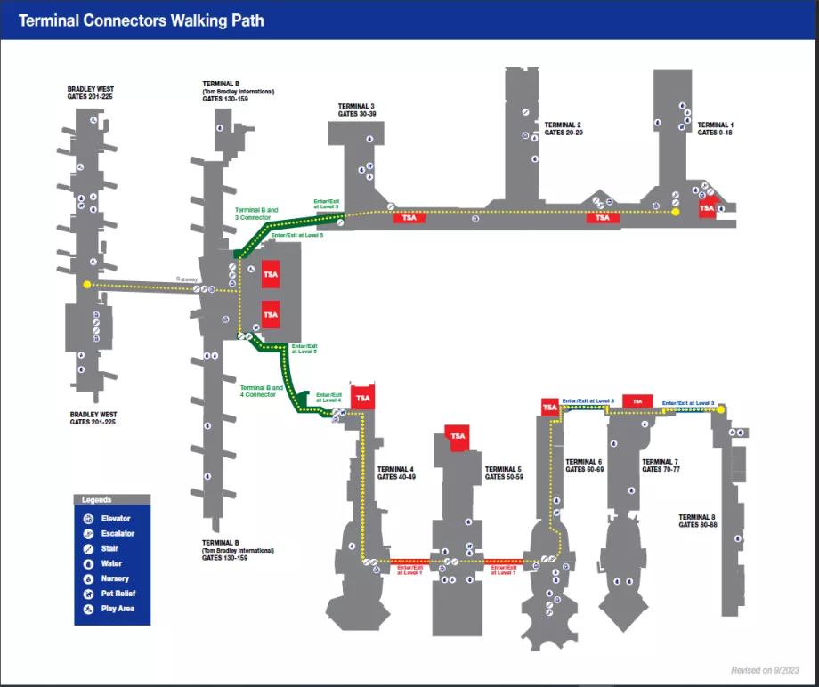 LAX - rute berjalan kaki melalui terminal