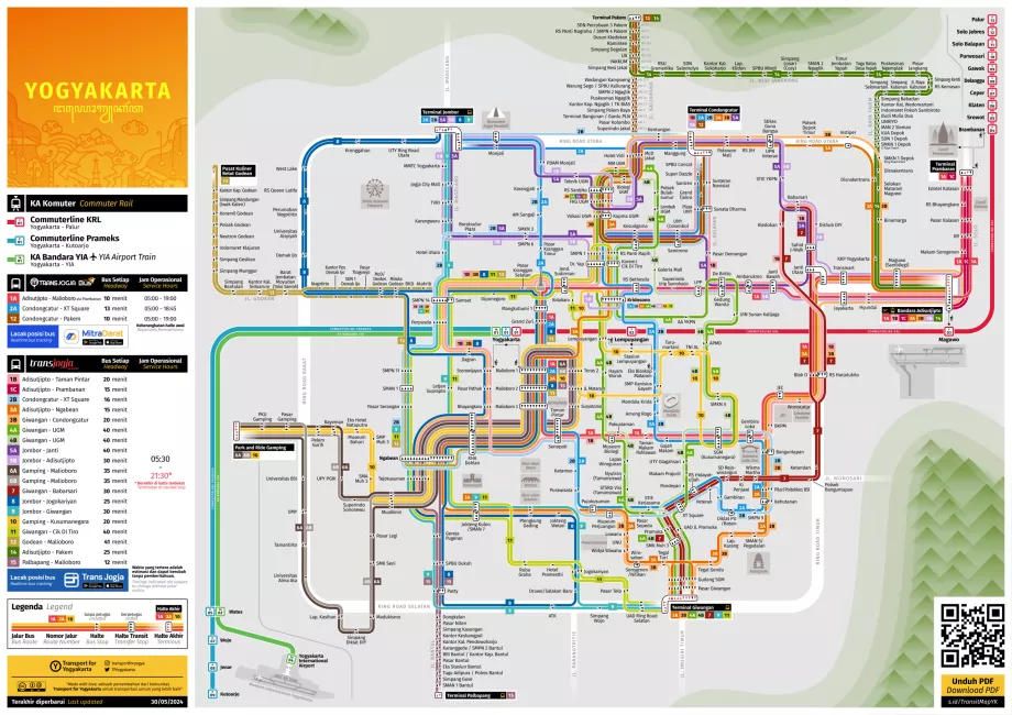 Peta bus dan kereta api Yogyakarta