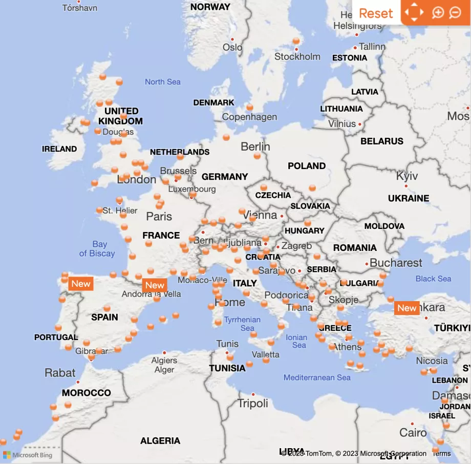 peta rute easyJet