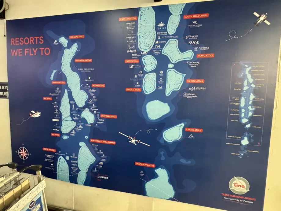 Peta rute Trans Maldivian Airways