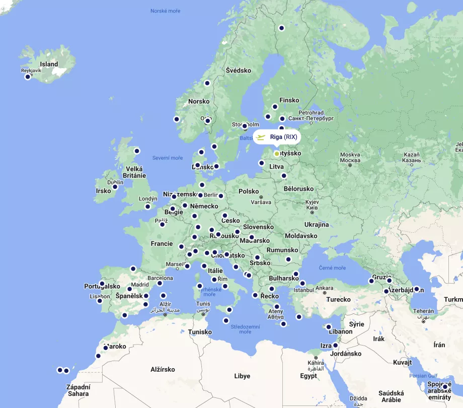 Peta rute AirBaltic