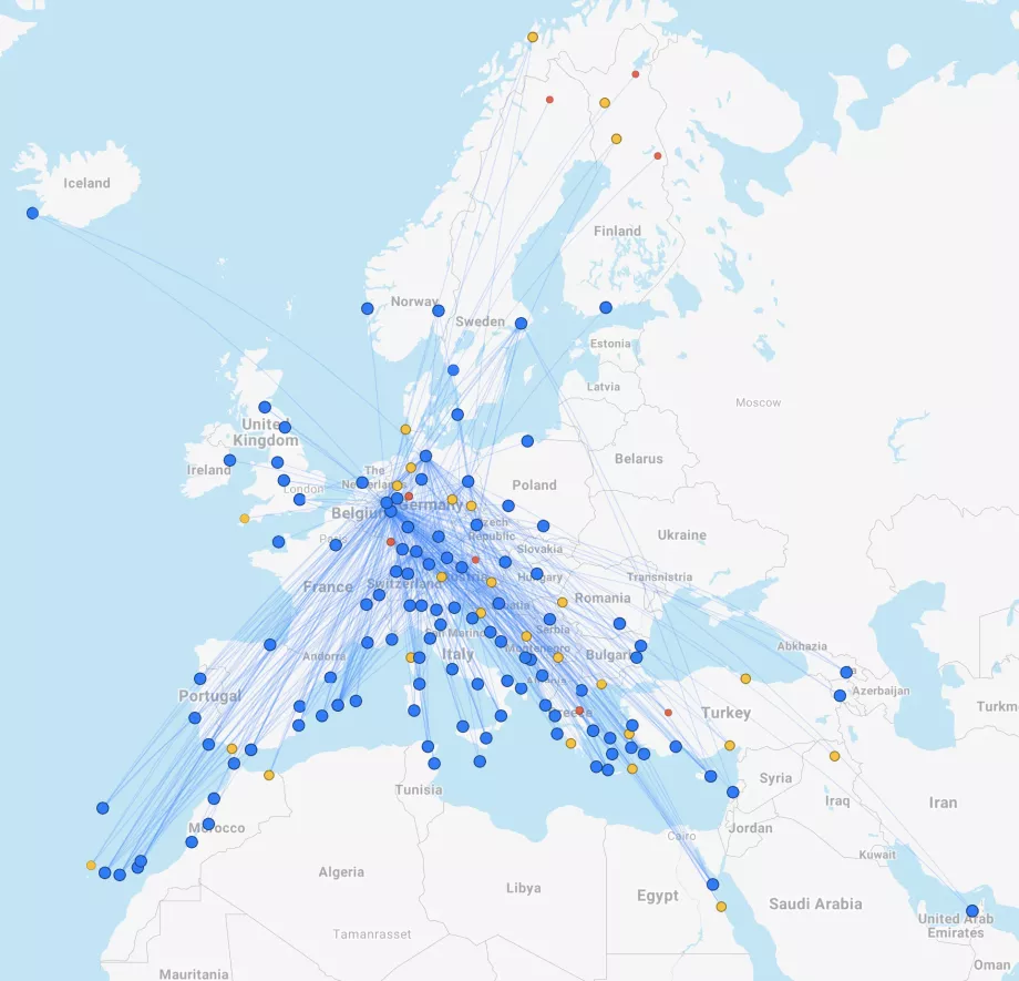 Peta rute Eurowings